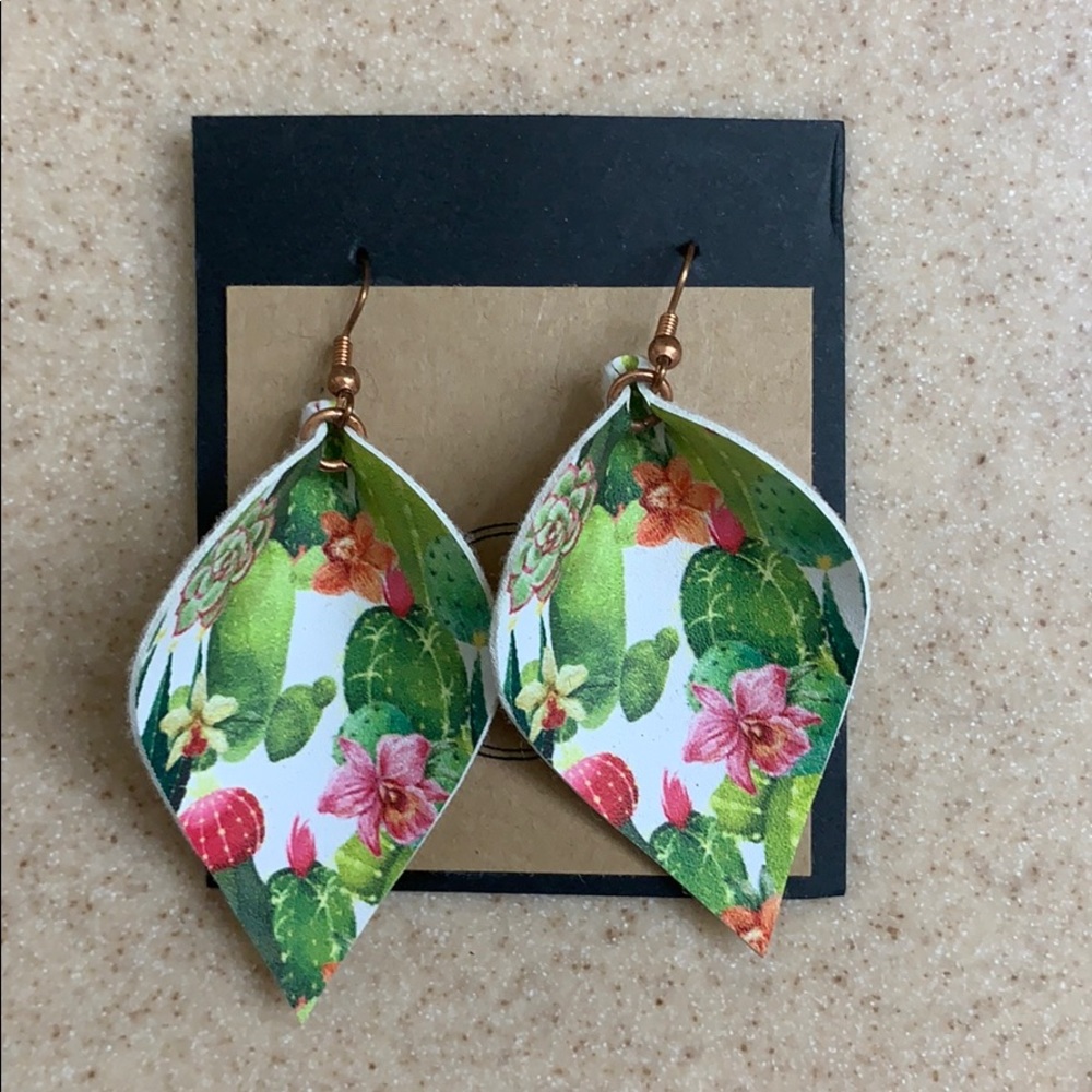 Cacti print statement earrings